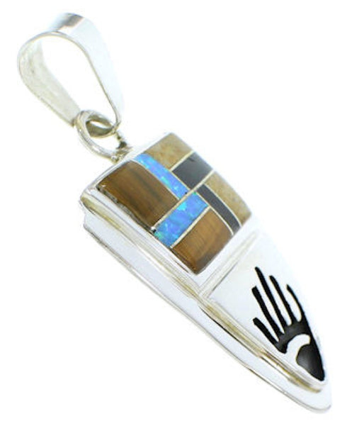 Silver Hand Multicolor Inlay Southwest Pendant YS73206